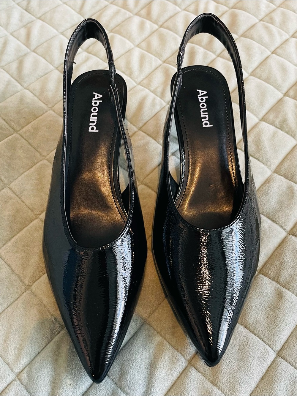 Abound Black Patent Pointed-Toe Slingback Pumps